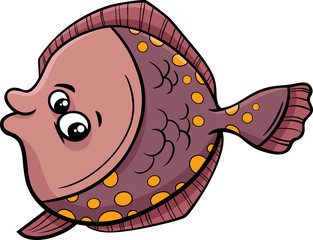 flounder fish cartoon illustration