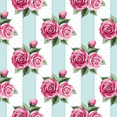 Vintage seamless pattern with roses