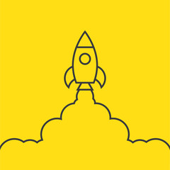 Fototapeta premium rocket and cloud flat style isolated
