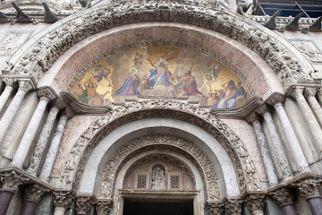 Detail on Facade of San Marcos - St Marks Cathedral Church, Veni