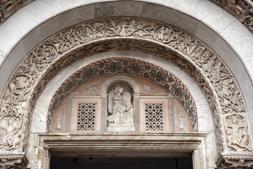 Detail on Facade of San Marcos - St Marks Cathedral Church, Veni