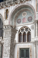 Fototapeta na wymiar Detail on Facade of San Marcos - St Marks Cathedral Church, Veni