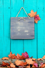 Blank wood sign with fall decor border