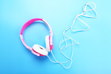Headphones on blue background