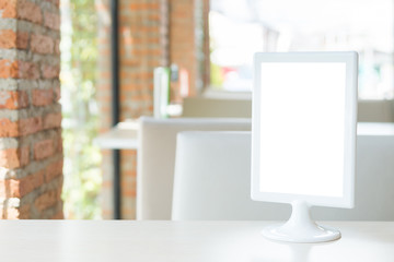 Blank sign menu on table