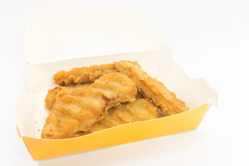 Nuggets in box with isolated background.