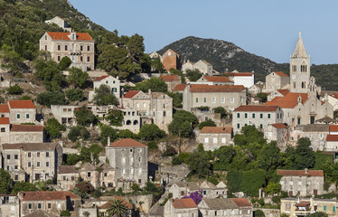 Fototapeta na wymiar Small town Lastovo with partly deserted houses on island Lastovo in Dalmatia, Croatia