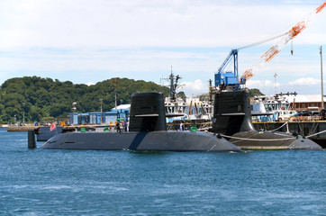 Japan Maritime Self-Defense Force submarines in Yokosuka port