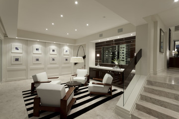 Cozy living room with a wall of pictures