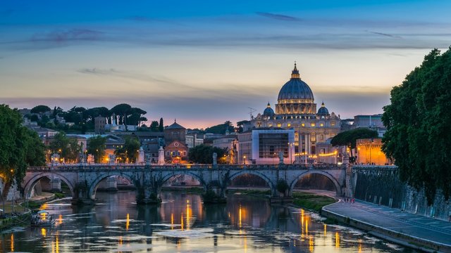 Rome skyline sunset timelapse, Rome, Vatican, Italy, 4K Time lapse