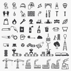 Industrial building factory and power plants icons set. illustration eps10