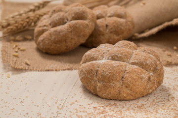 Fresh rustic wholegrain bread 