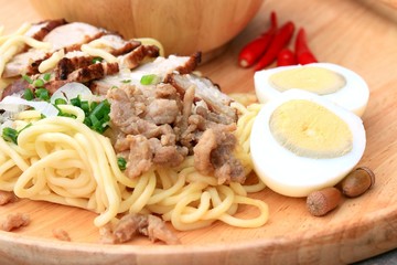 pork noodle and boiled eggs - Japanese food