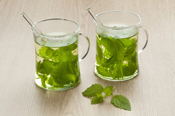 Glasses with Lemon balm tea