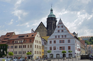 Canalettohaus und Turm von St.Marien, Pirna