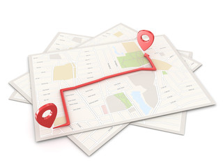 Fototapeta premium Location Point on Map