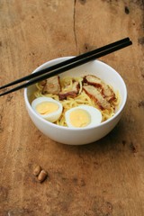 pork noodle and boiled eggs - Japanese food