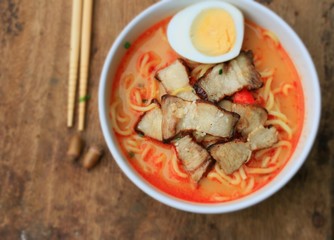 Spicy pork ramen soup - Japanese food