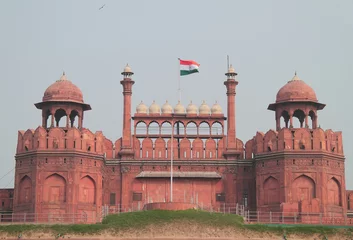 Fototapete Gründungsarbeit Türme des Roten Forts in Delhi
