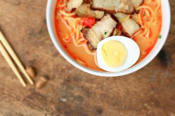 Spicy pork ramen soup - Japanese food