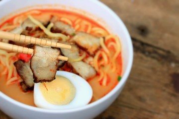 Spicy pork ramen soup - Japanese food