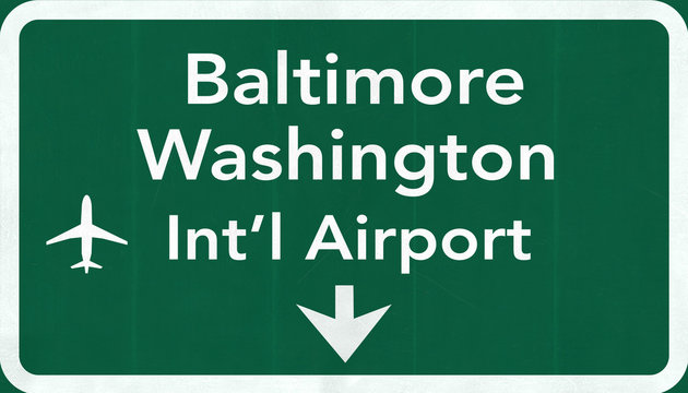 Baltimore Washington USA International Airport Highway Road Sign