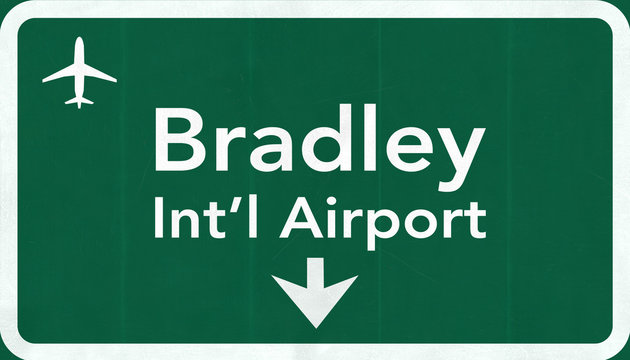 Hartford Bradley USA International Airport Highway Road Sign 2D