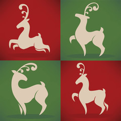Christmas reindeer, vector animal collection