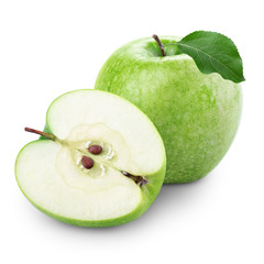 Green apple with half
