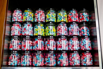 Fototapeta na wymiar Colorful of Candy in a glass candy jar background