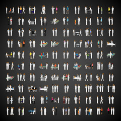 Medical Staff And Patients Different Situations - Isolated On Black Background - Vector Illustration, Graphic Design Editable For Your Design