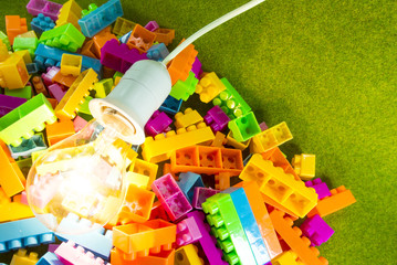 light bulb on toy brick