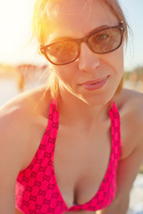 Fototapeta na wymiar Woman at beach