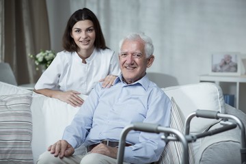 Obraz premium Disabled senior man and nurse