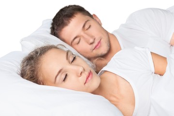 Obraz na płótnie Canvas Sleeping, Couple, Bed.