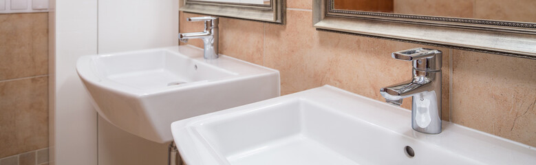 White ceramic washbasins