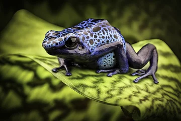 Washable wall murals Frog blue poison dart frog amazon rain forest