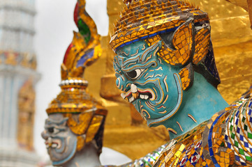 Giant or Yaksha, guarding an exit to Grand Palace at Wat Phra Kaew Temple of the Emerald Buddha, Thailand