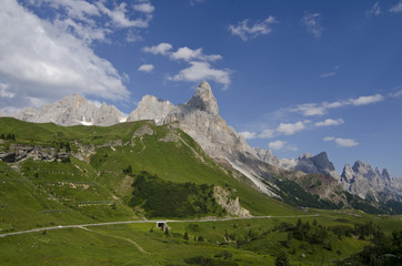 Fototapeta na wymiar Landscape of Pale di San Martino, Trentino - Dolomites, Italy.
