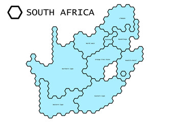 Vereinfachte Vektor Karte von Südafrika mit hexagonalem Linienmuster