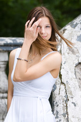 Lady in white dress