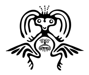 alien in native style, vector illustration