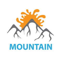 Mountains and sun, vector logo