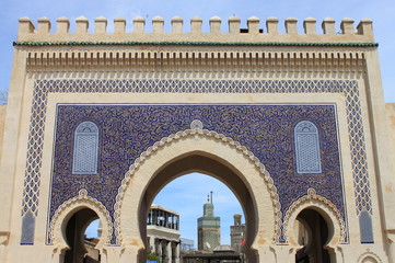 Bab Bou Jeloud gate in Fez, Morocco