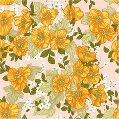 Seamless pattern of yellow wildflowers