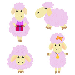 Сute cartoon sheep on a white background