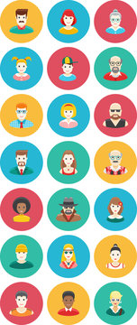 Avatars Flat Icons. Vector illustration. Perfect for use in: Website, Presentation, Illustrations or Infographics. Easily edited with good file structure