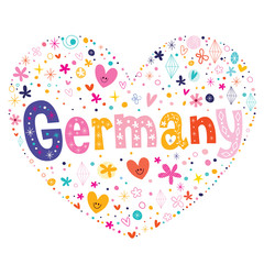 Germany heart shaped type lettering vector design