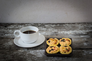Still Life Cookies and coffee on wooden background