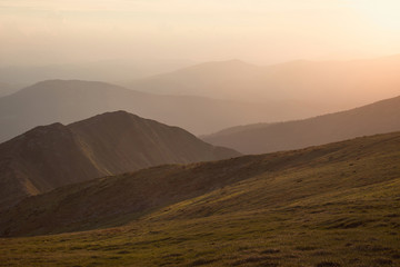 Mountain range on sunset